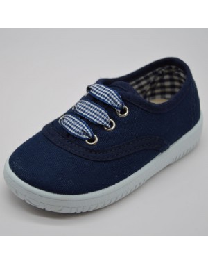 Zapatilla básica doble cordón marino/rojo/blanco