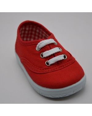 Zapatilla básica doble cordón marino/rojo/blanco
