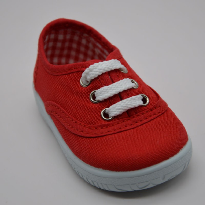 Zapatilla básica doble cordón marino/rojo/blanco