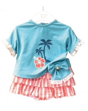 Conjunto camiseta y falda Hawai de Valentina Bebés