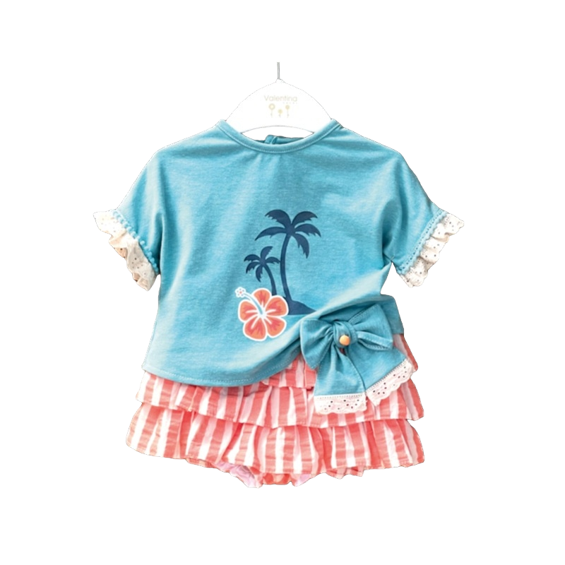 Conjunto camiseta y falda Hawai de Valentina Bebés