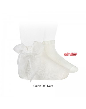 CALCETINES CORTOS PUNTO LISO CON LAZO DE ORGANZA DE CONDOR