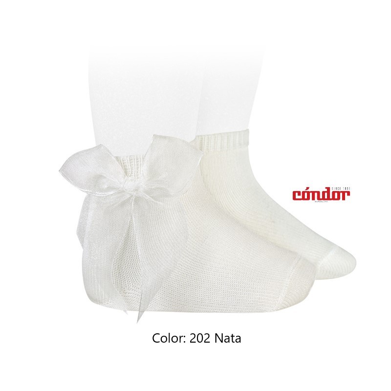 CALCETINES CORTOS PUNTO LISO CON LAZO DE ORGANZA DE CONDOR